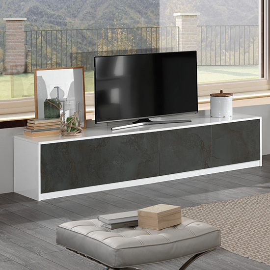 Read more about Graz wooden tv stand with 4 doors in matt white and oxide