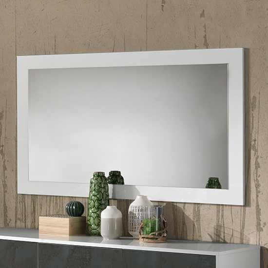 Graz Wall Mirror Rectangular Small In Matt White Wooden Frame