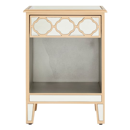 View Dziban mdf side table with mirrored glass and wood legs