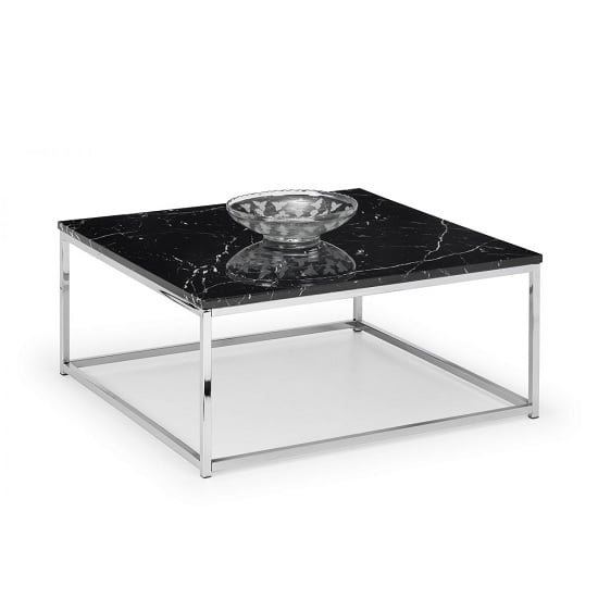 Photo of Sable gloss black marble effect coffee table with steel frame