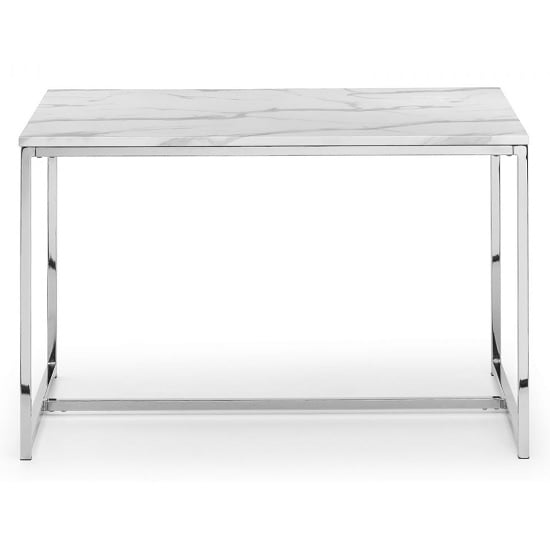 Photo of Sable high gloss dining table in white marble effect