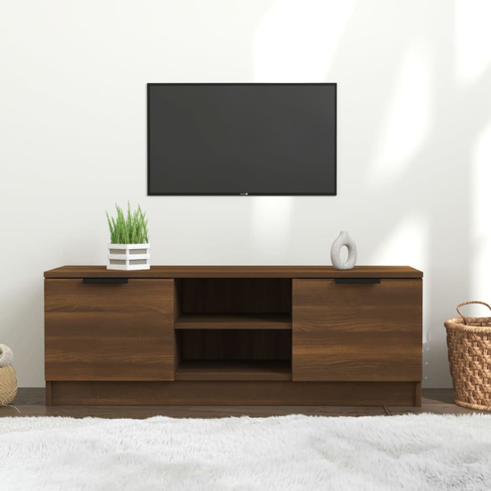 Read more about Greco wooden tv stand with 2 doors in brown oak