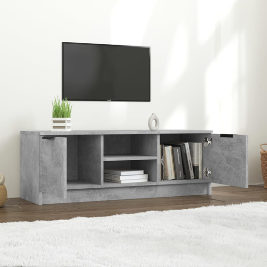 Greco Wooden TV Stand With 2 Doors In Concrete Effect