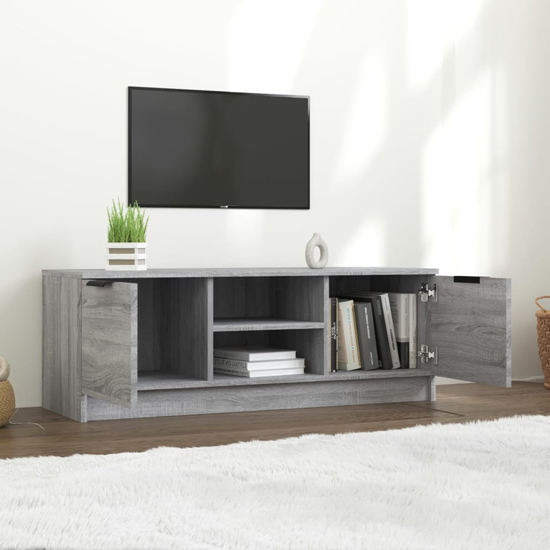 Greco Wooden TV Stand With 2 Doors In Grey Sonoma Oak