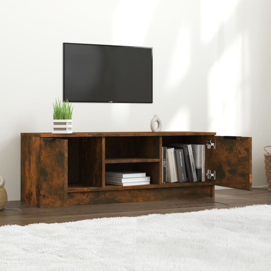 Greco Wooden TV Stand With 2 Doors In Smoked Oak