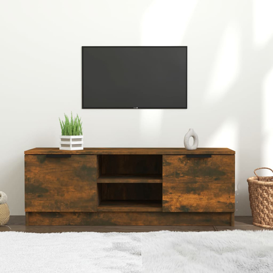 Read more about Greco wooden tv stand with 2 doors in smoked oak