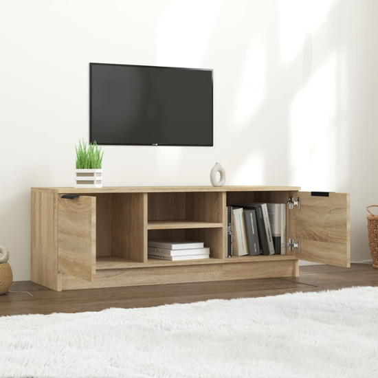Greco Wooden TV Stand With 2 Doors In Sonoma Oak