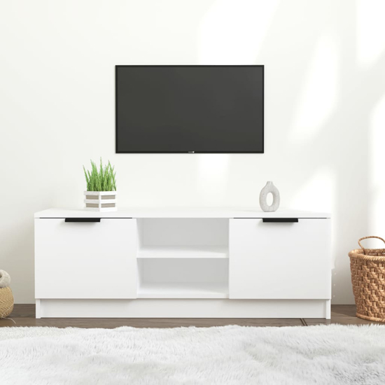 Read more about Greco wooden tv stand with 2 doors in white