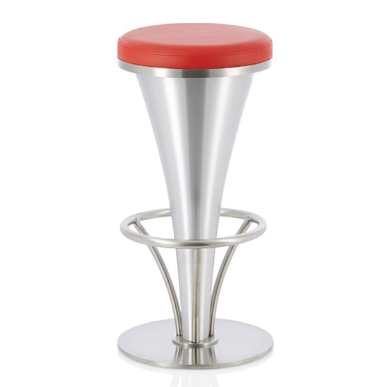 Greela faux leather fixed bar height bar stool in red £159.95 go