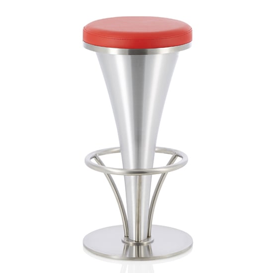 Photo of Greela faux leather fixed bar height bar stool in red