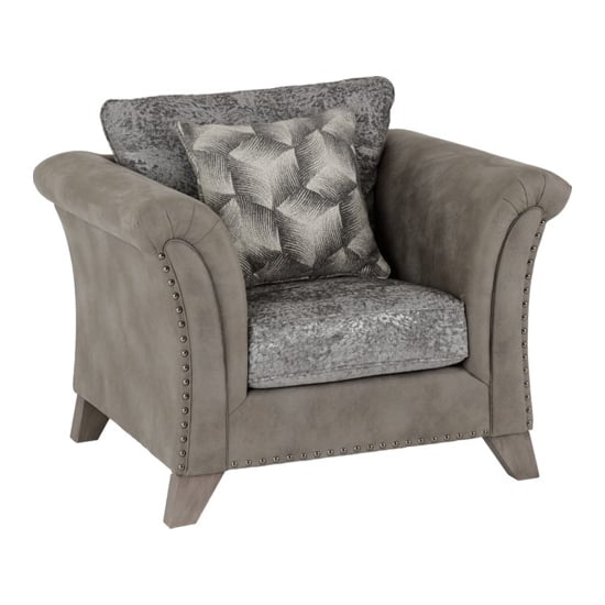 Greeley Fabric 1 Seater Sofa In Silver And Grey