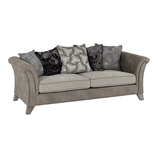 Product photograph of Greeley Fabric 3 Seater Sofa In Silver And Grey from Furniture in Fashion