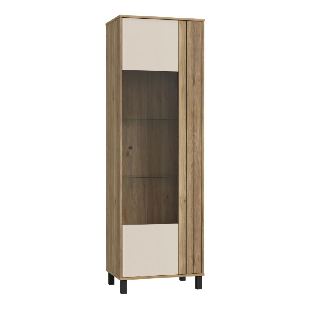Greeley Wooden Display Cabinet With 1 Door In Cream And Oak