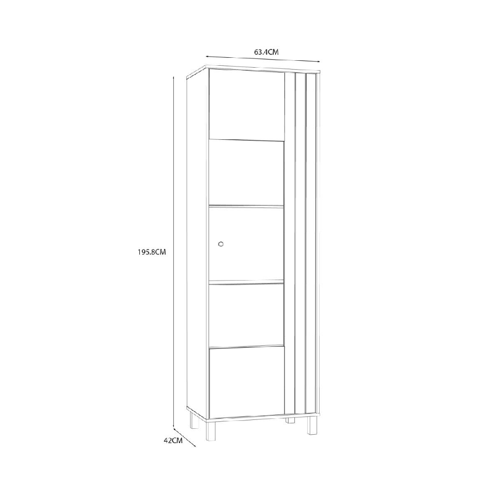 Greeley Wooden Display Cabinet With 1 Door In Cream And Oak