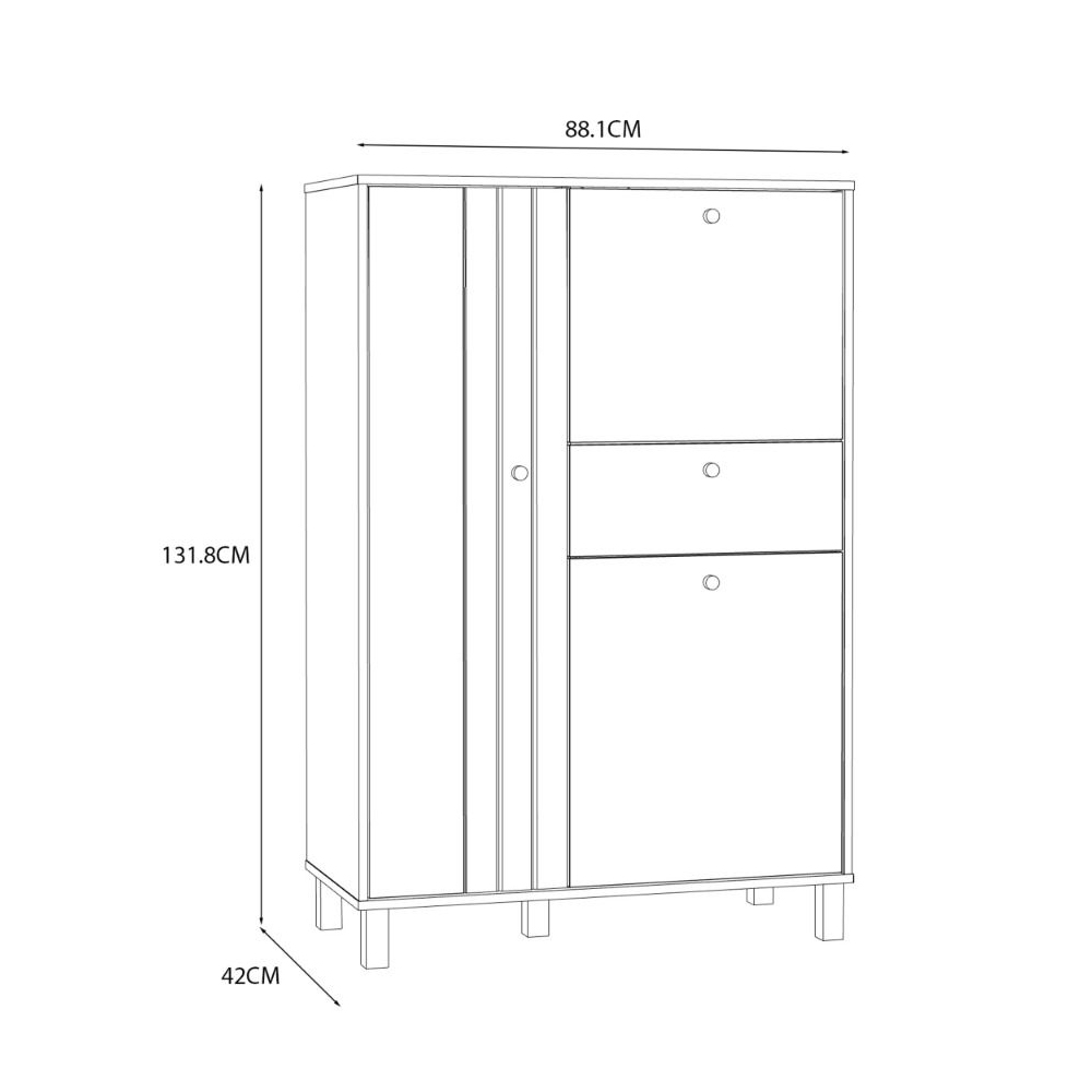 Greeley Wooden Highboard With 3 Doors 1 Drawer In Cream Oak