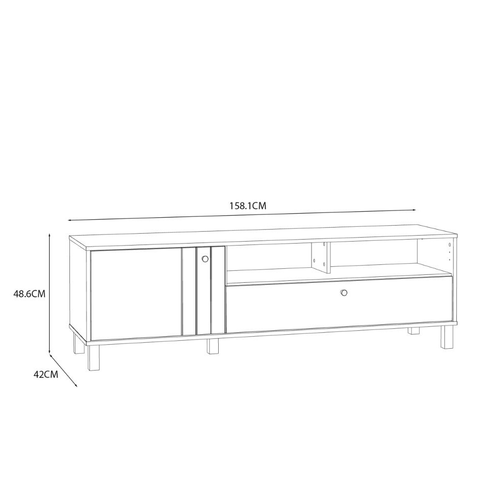 Greeley Wooden TV Stand With 1 Door 1 Drawer In Cream And Oak