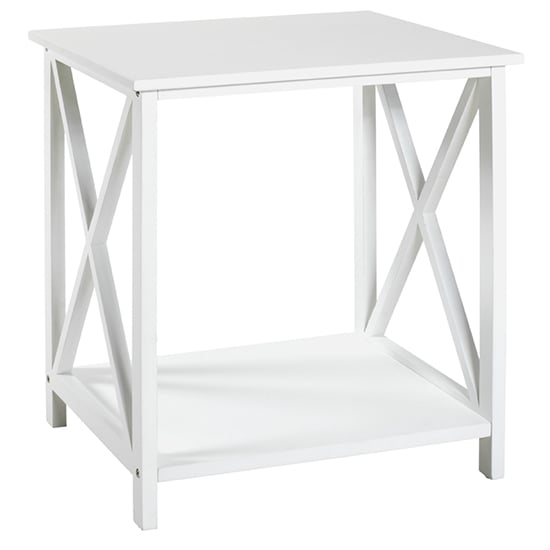 Photo of Greenbay small wooden side table with undershelf in white