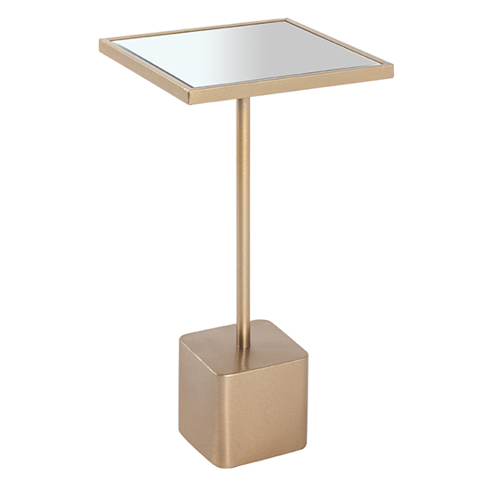 Greenbay Square Mirrored Side Table With Matt Gold Metal Base_2