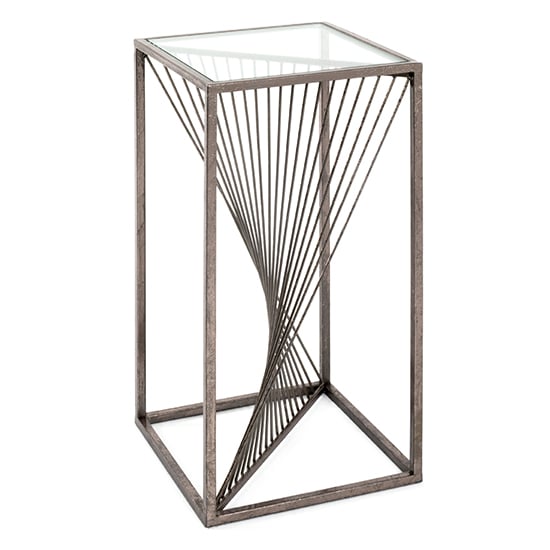 Greenbay Tall Clear Glass Side Table With Bronze Metal Frame_2