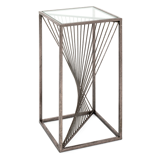 Greenbay Tall Clear Glass Side Table With Bronze Metal Frame