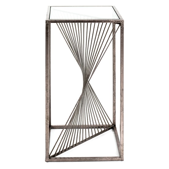 Greenbay Tall Clear Glass Side Table With Bronze Metal Frame_3