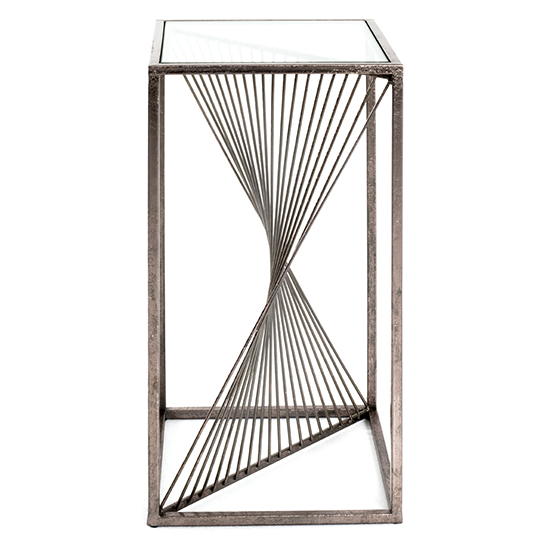 Greenbay Tall Clear Glass Side Table With Bronze Metal Frame