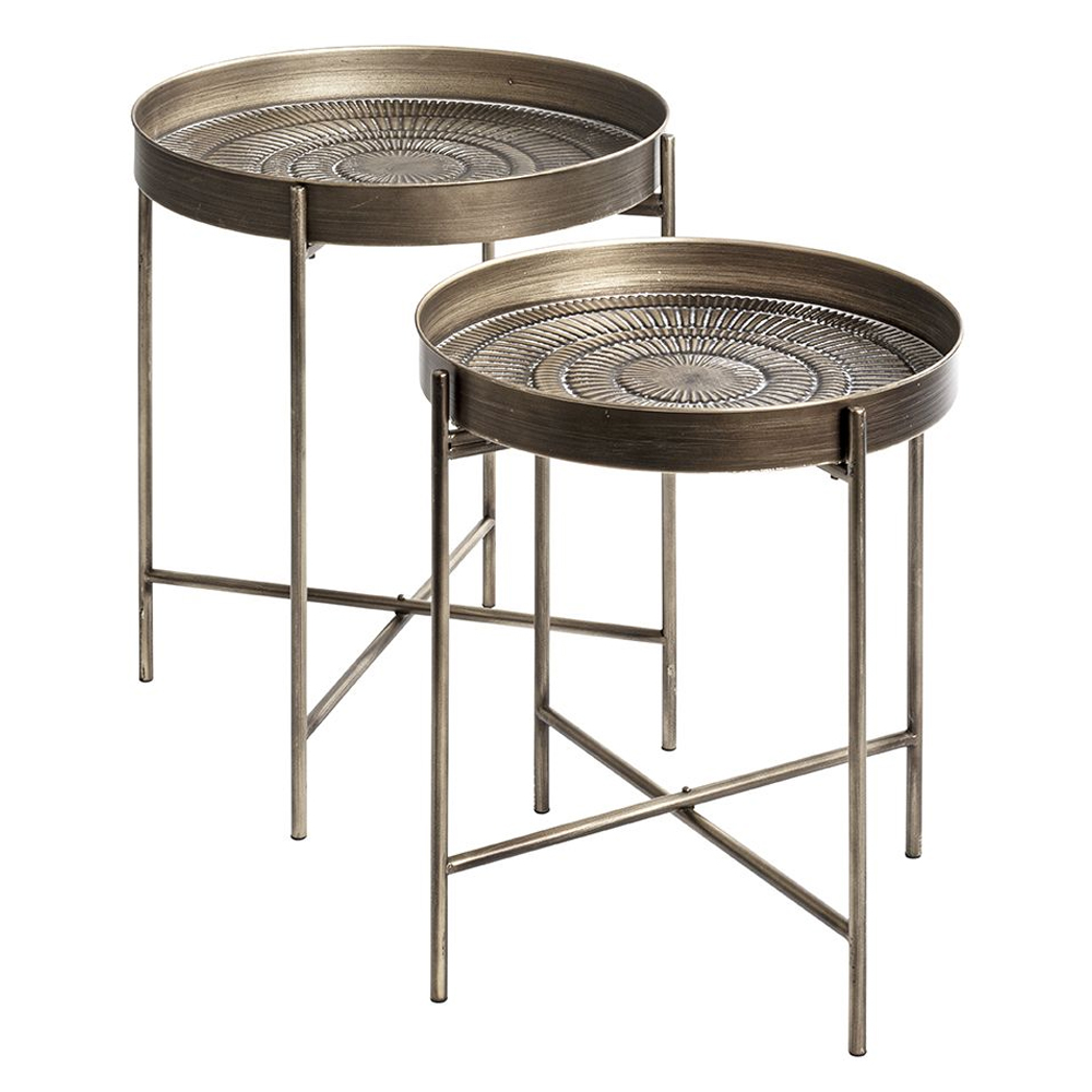 Greenville Metal Set Of 2 End Tables In Copper