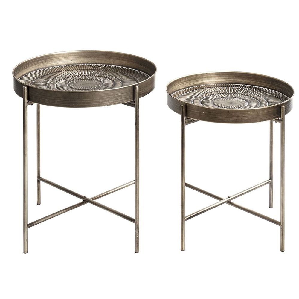 Greenville Metal Set Of 2 End Tables In Copper