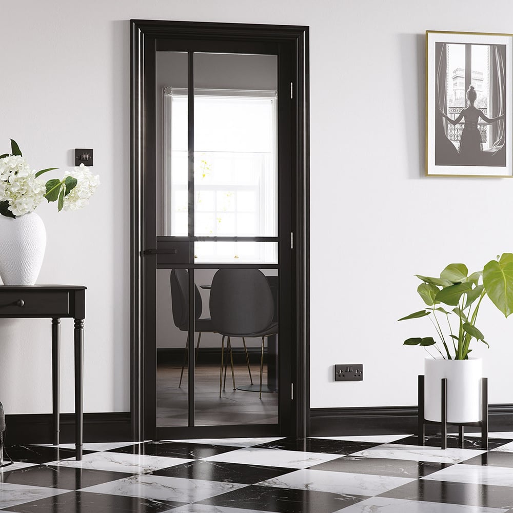Read more about Greenwich 2040mm x 726mm clear glazed internal door in black