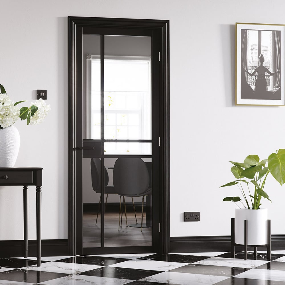 Read more about Greenwich 2040mm x 826mm clear glazed internal door in black