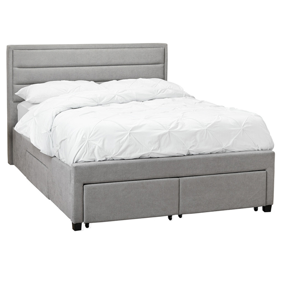Greenwich Velvet Double Bed With Drawers In Grey FiF