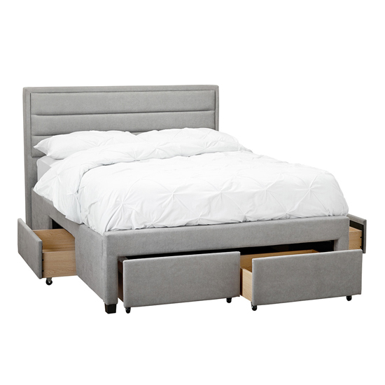 Greenwich Velvet Double Bed With Drawers In Grey FiF