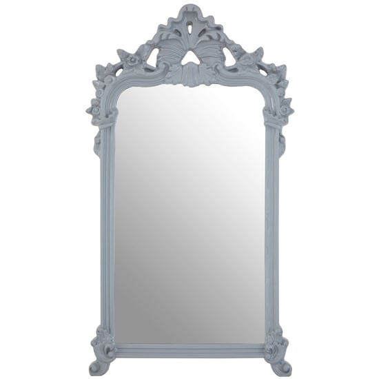 Cikroya Decorative Crest Wall Bedroom Mirror In Grey Frame