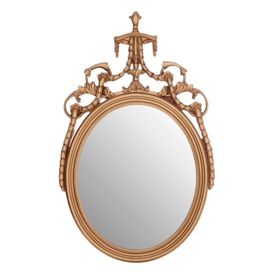 Product photograph of Grepoya Oval Acanthus Leaf Wall Mirror In Gold from Furniture in Fashion