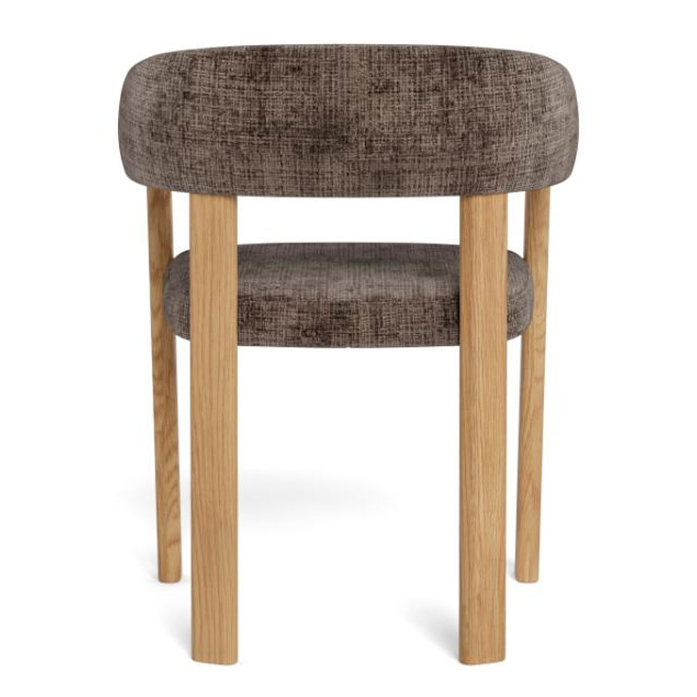 Gresley Dusty Brown Fabric Dining Chairs with Matt Oak Wooden Frame in Pair