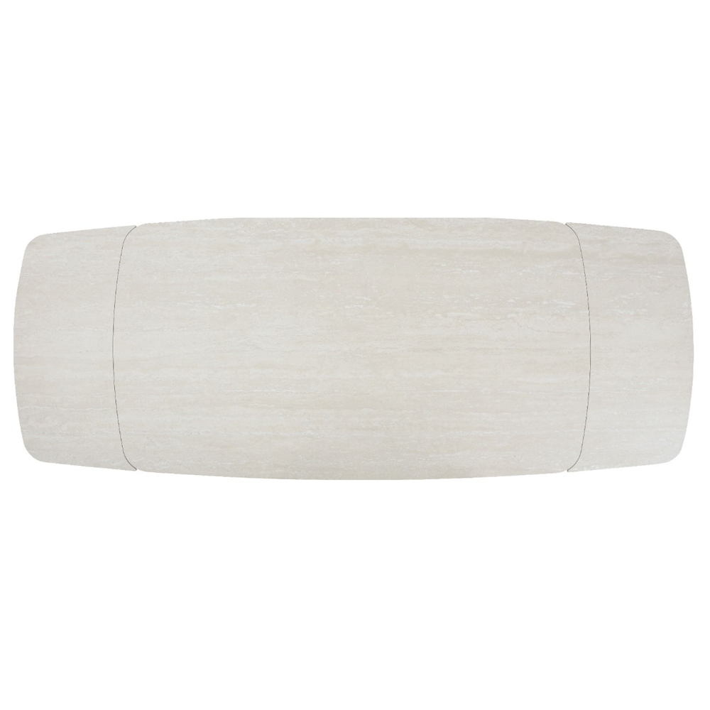Grevina Italian White Travertine Marble Effect Ceramic Top Dining Table with Walnut Base