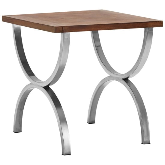 Photo of Greytok square wooden side table with steel legs in natural