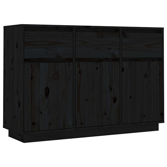 Griet Pine Wood Sideboard With 3 Doors 3 Drawers In Black_3