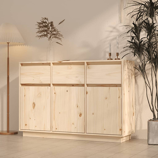 Griet Pine Wood Sideboard With 3 Doors 3 Drawers In Natural_1