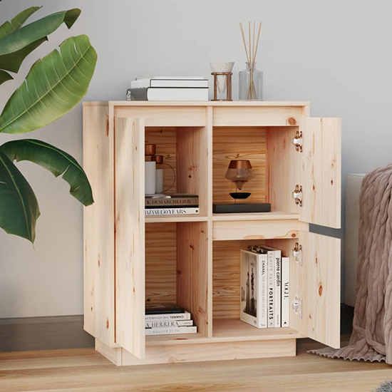 Griet Pine Wood Sideboard With 3 Doors In Natural
