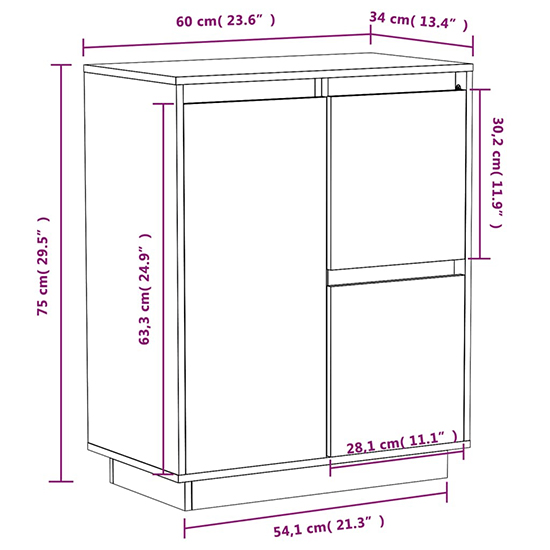 Griet Pine Wood Sideboard With 3 Doors In Natural