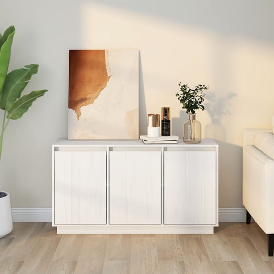 Griet Pine Wood Sideboard With 3 Doors In White_2