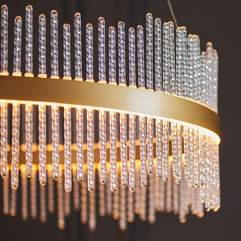 Grimsby Clear Glass Small Pendant Ceiling Light In Brushed Gold