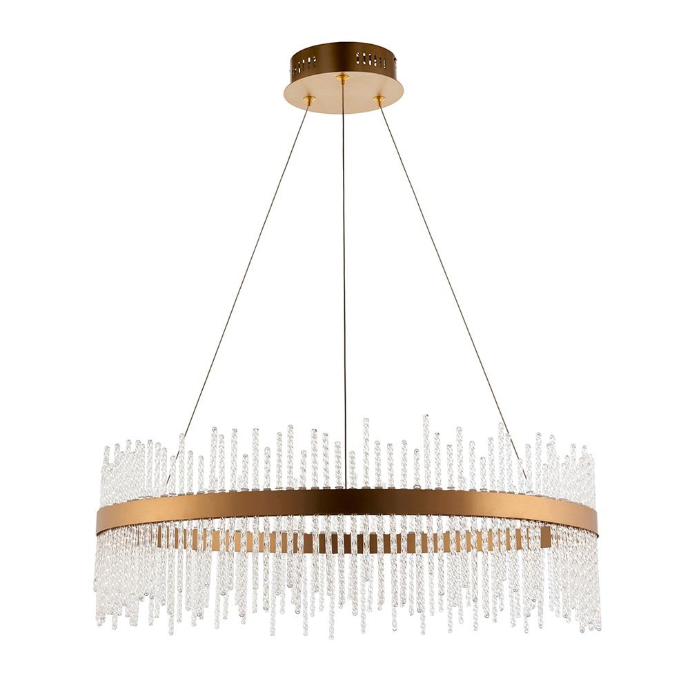 Grimsby Clear Glass Small Pendant Ceiling Light In Brushed Gold