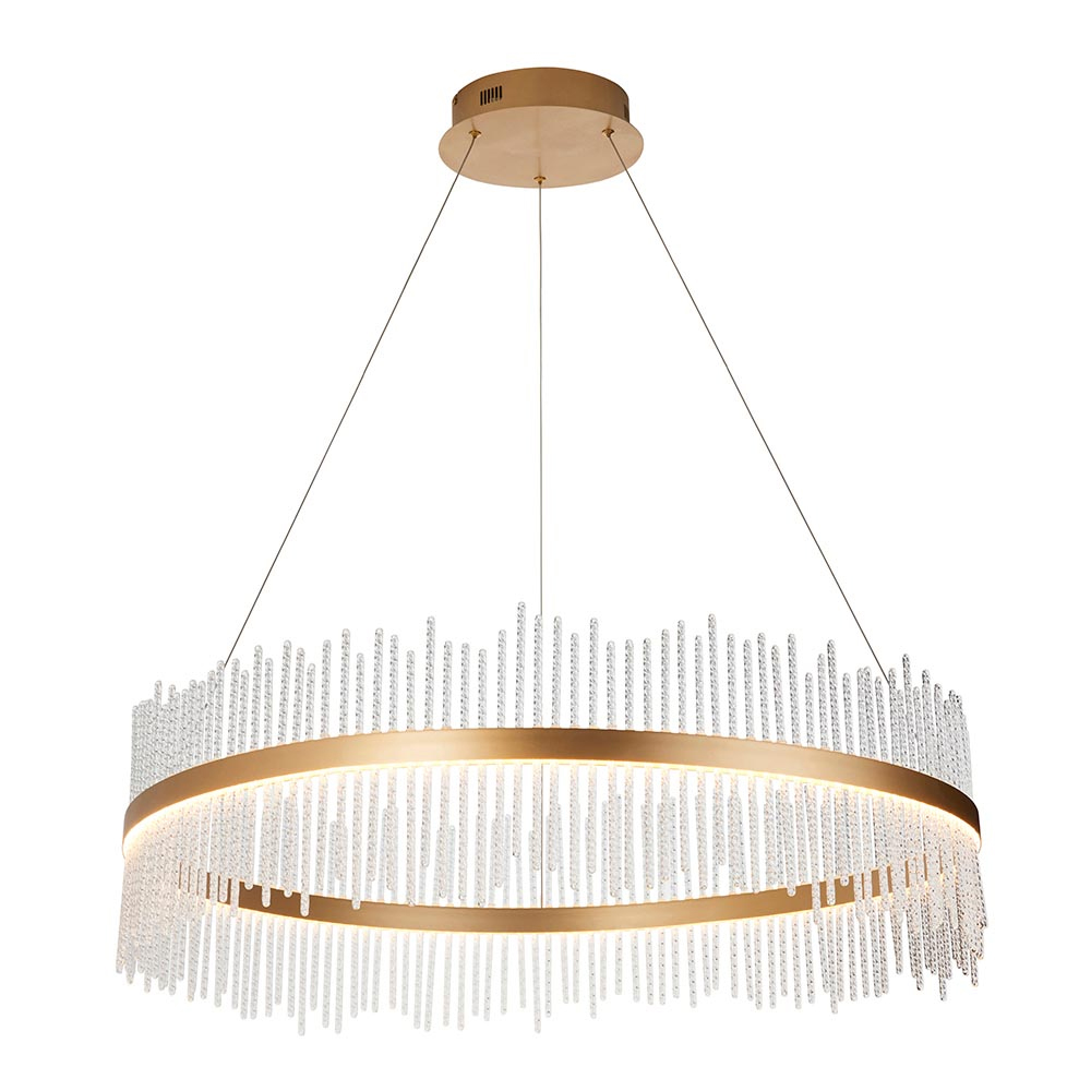 Grimsby Twisted Glass Pendant Ceiling Light In Brushed Gold