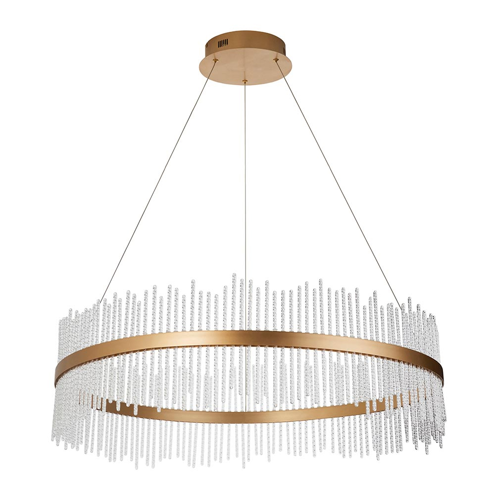 Grimsby Twisted Glass Pendant Ceiling Light In Brushed Gold