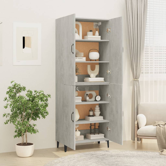 Grina Wooden Highboard With 4 Doors In Concrete Effect_2