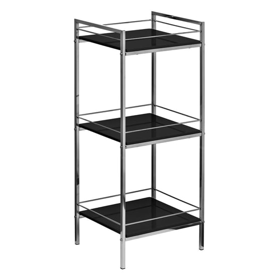 Read more about Groove black high gloss 3 tier shelving unit with chrome frame