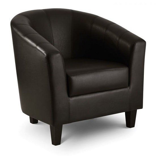 Grossi Modern Tub Chair In Dark Brown Faux Leather Furniture in Fashion