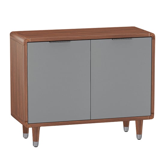 Grote High Gloss Sideboard In Grey And Walnut With 2 Doors